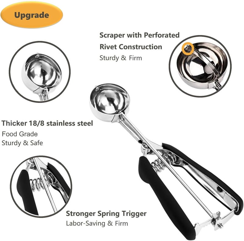 LLESCA Cookie Scoop, Mini Cookie Scoops for Baking, 2 Tsp/ 10 ml/ 0.34 oz Cookie Scooper for Baking,18/8 Stainless Steel Cookie Dough Scoop with Non-slip Grip (#100) - Image 3